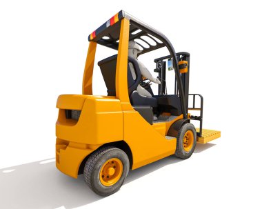 Sarı Forklift Kamyonu beyaza karşı