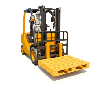 Sarı Forklift Kamyonu beyaza karşı