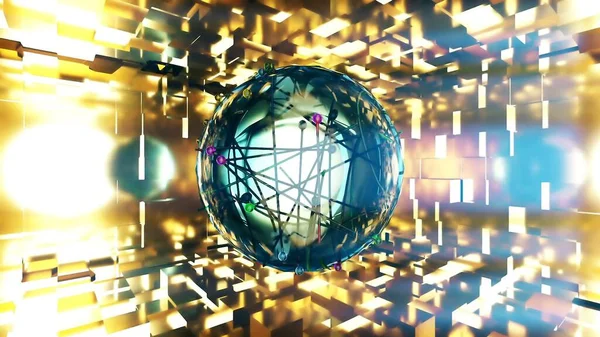 サイエンス フィクションの球と抽象的な Cgi モーション グラフィックス — ストック写真