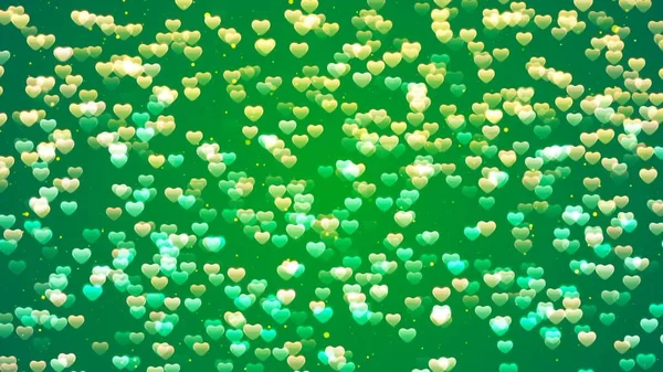 День Святого Валентина Фон Летающие Абстрактные Сердца Частицы Рендеринг — стоковое фото