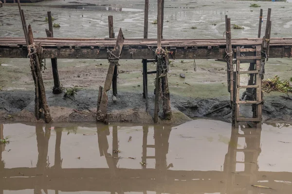 Pathway Old Wooden Pier Banks Chao Phraya River — 图库照片