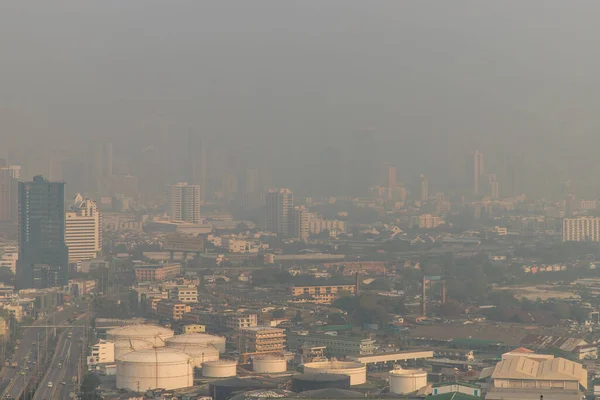 Vista Aérea Polvo Ciudad Bangkok Está Lleno Polvo Dañino Con — Foto de Stock