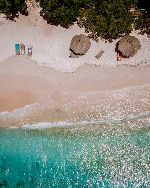Playa Porto Marie Strand Curacao Vit Tropisk Strand Med Turkos — Stockfoto