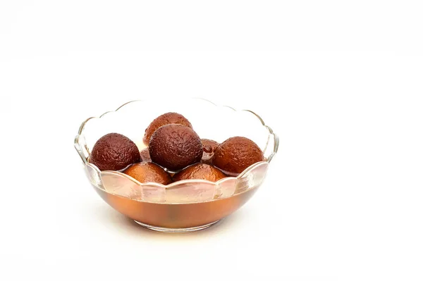 Gulab Jamun Sweets Glass Bowl — Stock Photo, Image