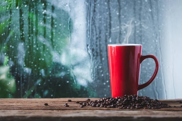 Red Cup Coffee Rain Drop —  Fotos de Stock