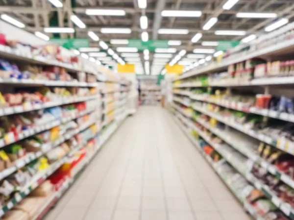 Abstract Blurred Supermarket Interior Aisle — Stock Photo, Image