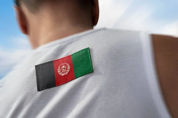 National Flag Afghanistan Athlete Back — Stock Photo, Image