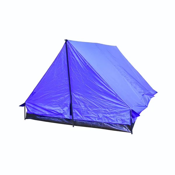 Zelt Leinwand Blau Unterkunft Camping Entspannen Auf Weißem Hintergrund — Stockfoto