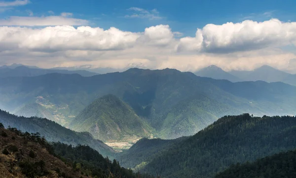 Aerial View Scenic Mountains Range Nature Bhutan — Stock Photo, Image