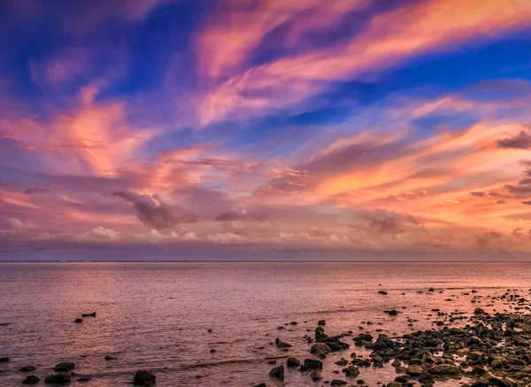 Majestic Rocky Shore Indian Ocean Sunset Mauritius — Stock Photo, Image