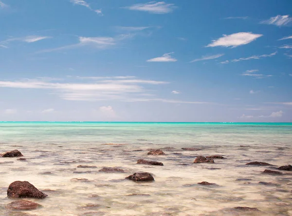 Rotskust Van Indische Oceaan Overdag Mauritius — Stockfoto