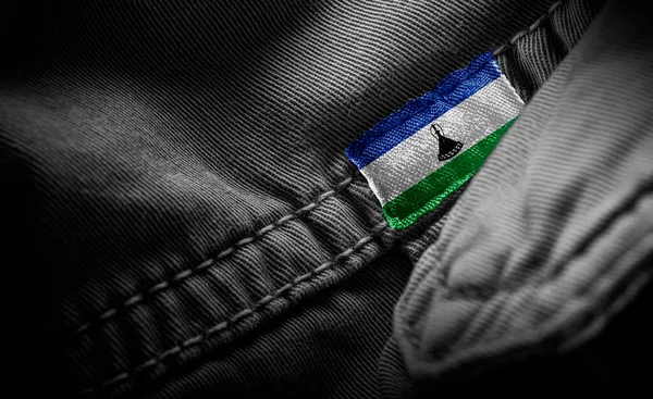 Метка Темной Одежде Виде Флага Лесото — стоковое фото