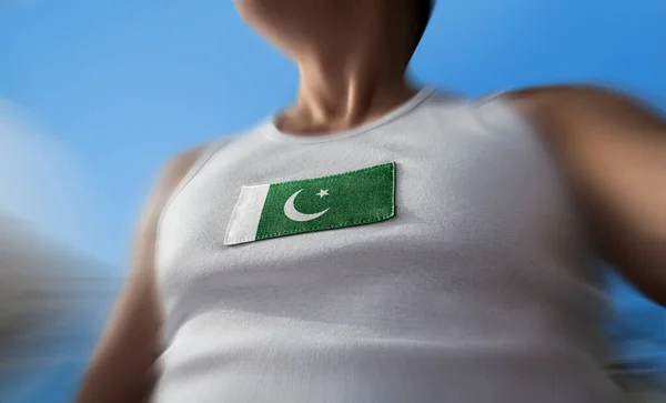 Pakistans Flagga Idrottarens Bröst — Stockfoto
