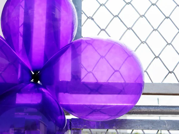 紫色派对气球背景视图 — 图库照片
