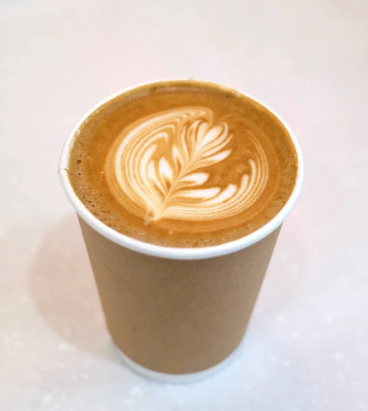Vue Dessus Café Chaud Latte Art — Photo