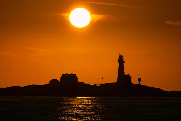 Silhouette Phare Coucher Soleil — Photo