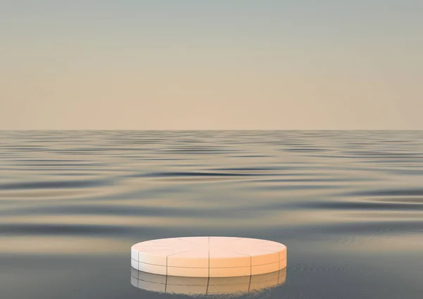 水上三维写实豪华圆形平台 — 图库照片