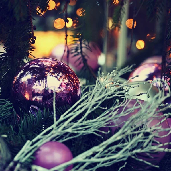Close Shot Festive New Year Christmas Decor Background — Stock Photo, Image