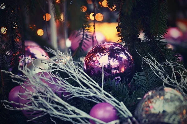 Close Ano Novo Festivo Decoração Natal Para Fundo — Fotografia de Stock