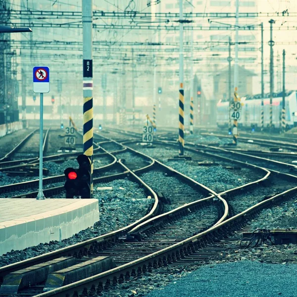 Train Station Tracks Brno Czech Republic Central Station — Foto de Stock