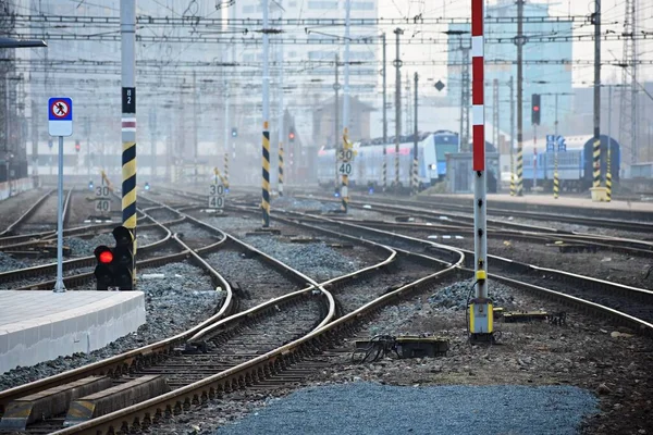 Железнодорожный Вокзал Пути Брно Чехия Центральный Вокзал — стоковое фото