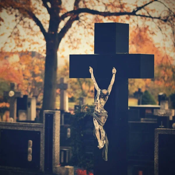 Friedhof Hintergrund Für Halloween — Stockfoto