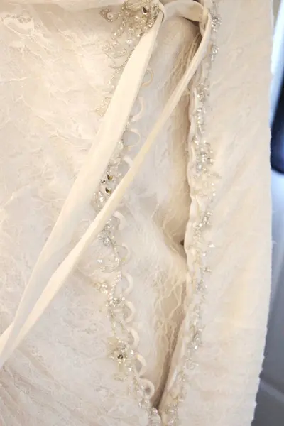 Задняя Часть Свадебного Платья Шнурками Блестками — стоковое фото