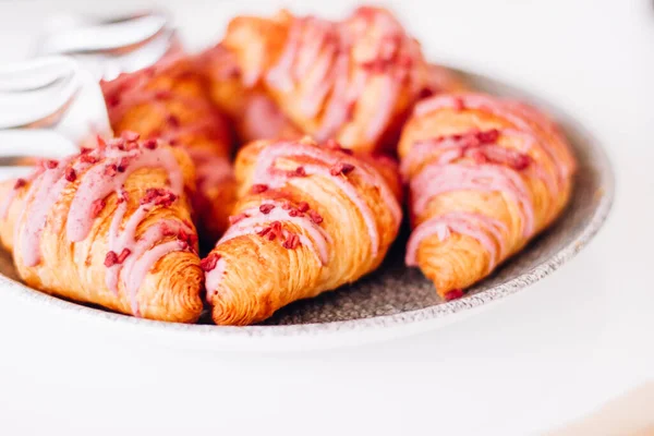 Pastry Cookies Croissants Sweet Desserts Served Charity Event Holiday Background — Stock Photo, Image