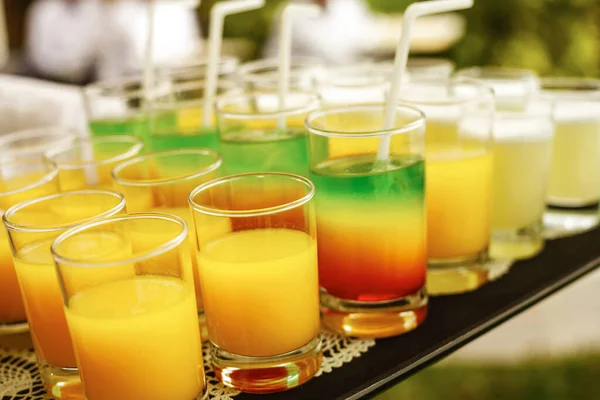 Set Filled Drinks Tray — Stock Photo, Image
