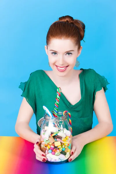 Girl Sweet Goodies Candy — Stock Photo, Image