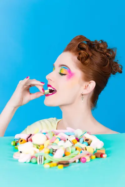 Girl Sweet Goodies Candy — Stock Photo, Image