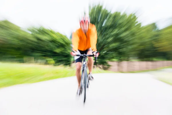 Fast Sport Biciclista Bicicleta Com Borrão Movimento — Fotografia de Stock