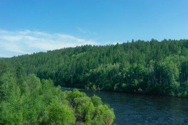 Yeşil ormanlar ve nehirler ile doğal peyzaj.