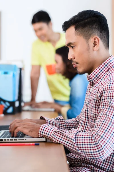 Young Dedicated Asian Expert Working Laptop Office — Stock Photo, Image