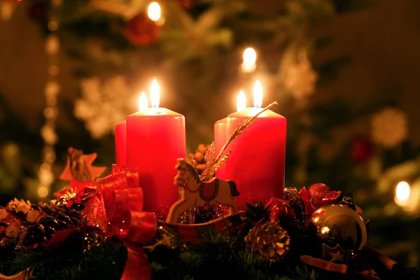 Advent Wreath Mooie Feestelijke Kerstkaart — Stockfoto