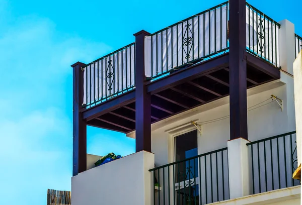 Stylish Balcony Metal Railing Solid Architectural Element Place Rest Relaxation — Foto de Stock