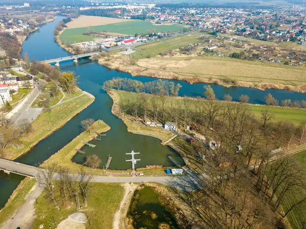 Osobloga Flows Oder River Krapkowice — Stock Photo, Image