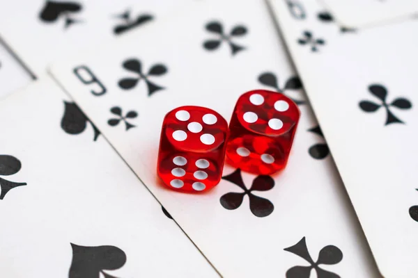 Dice Kaarten Een Casino Met Een Getrokken Negen — Stockfoto