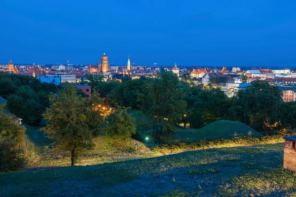 Panorama Gdańska Nocy — Zdjęcie stockowe
