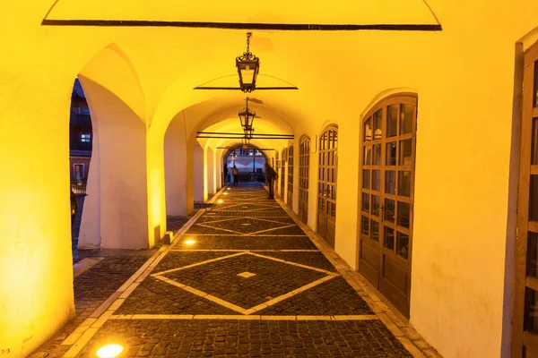 Beleuchtete Passage Der Altstadt Von Sibiu — Stockfoto