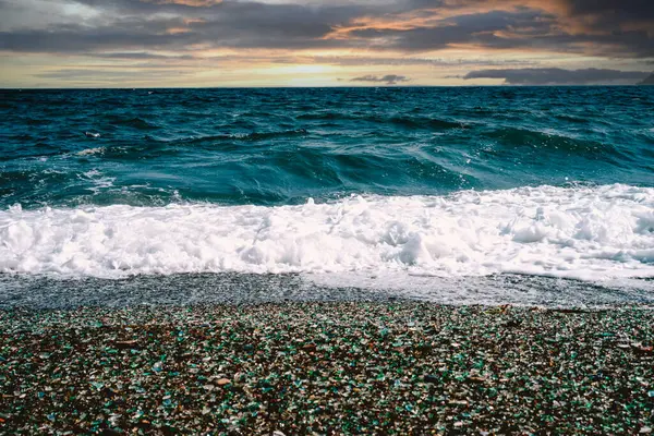 Морской Пейзаж Видом Стеклянный Пляж — стоковое фото