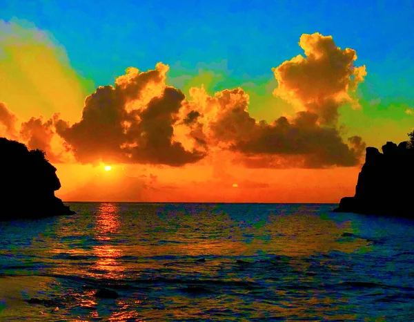Vista Mar Durante Pôr Sol São Vicente Granadinas Fotografias — Fotografia de Stock