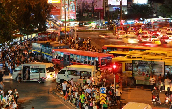 Vue Arrière Plan Des Transports Commun Bondés — Photo