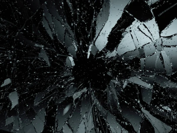 Shattered Demolished Glass Black — Stock Photo, Image