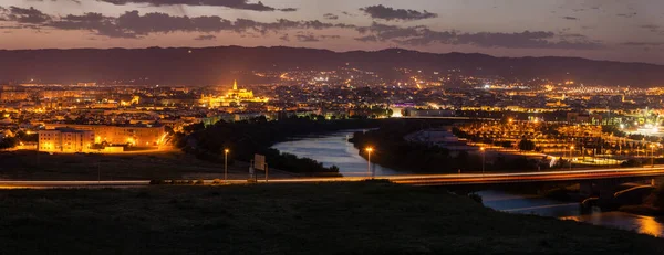Noc Panorama Cordoba Katedry Meczetu — Zdjęcie stockowe