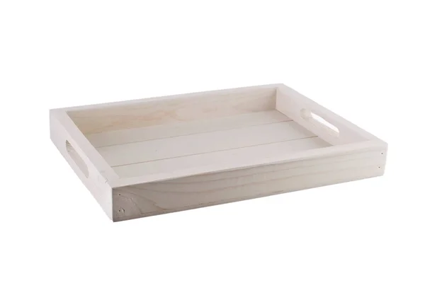 Wooden Box White Background Storage Box Tray — Stock Photo, Image