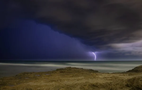 Буря Молний Средиземном Море — стоковое фото