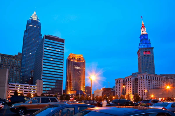 Cleveland Downtown Akşam Saat — Stok fotoğraf