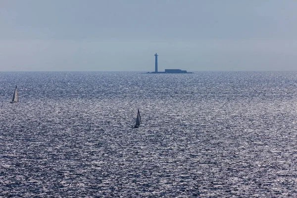 Lone Lighthouse Mediterranean Sea — Stock Photo, Image