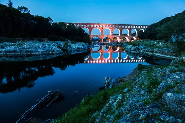 Pont Gard Wieczorem — Zdjęcie stockowe